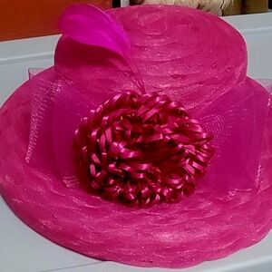 Elegant Pink Women's Hat with Flower Accent
